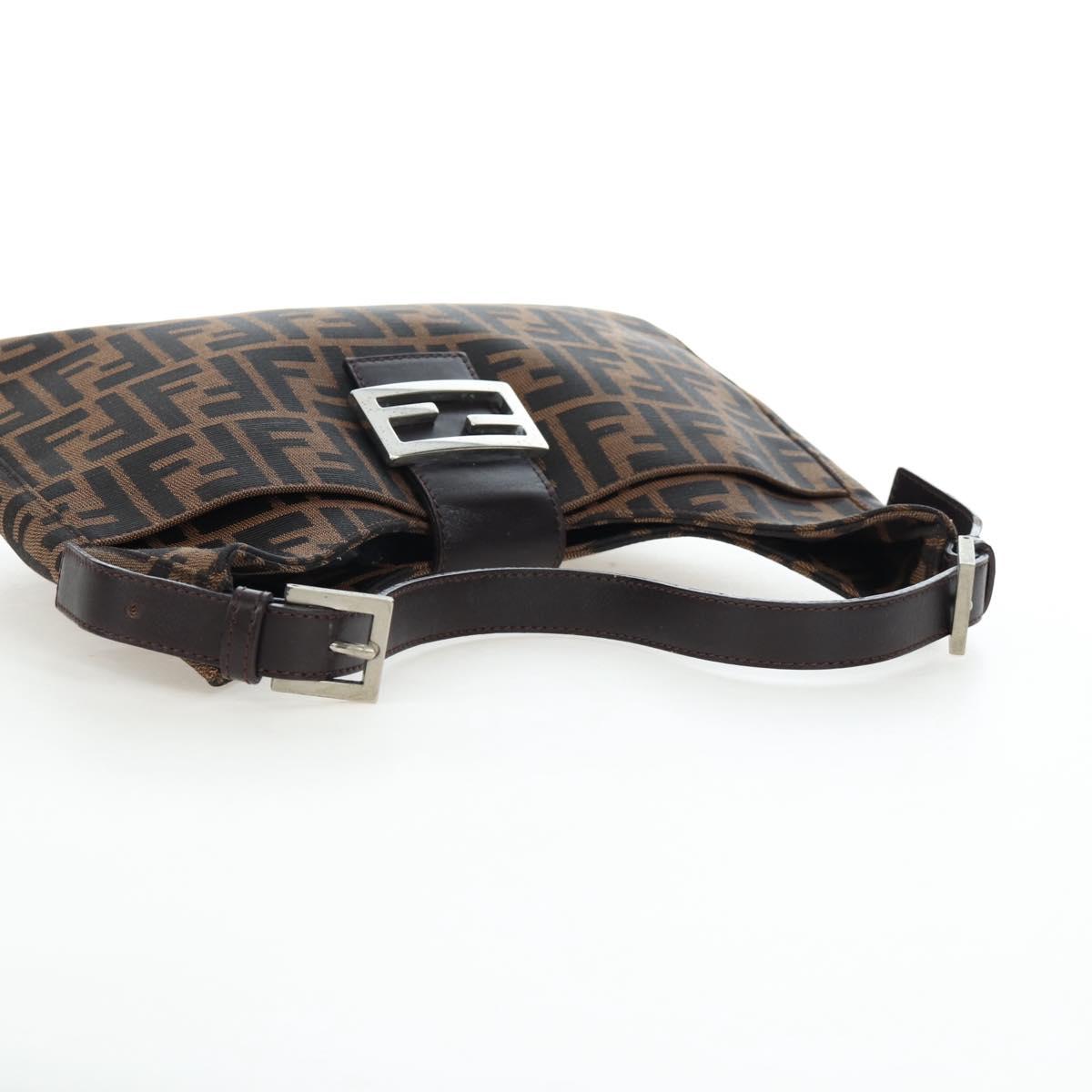 FENDI Zucca Canvas Mamma Baguette Shoulder Bag Brown Black Auth BA14215V