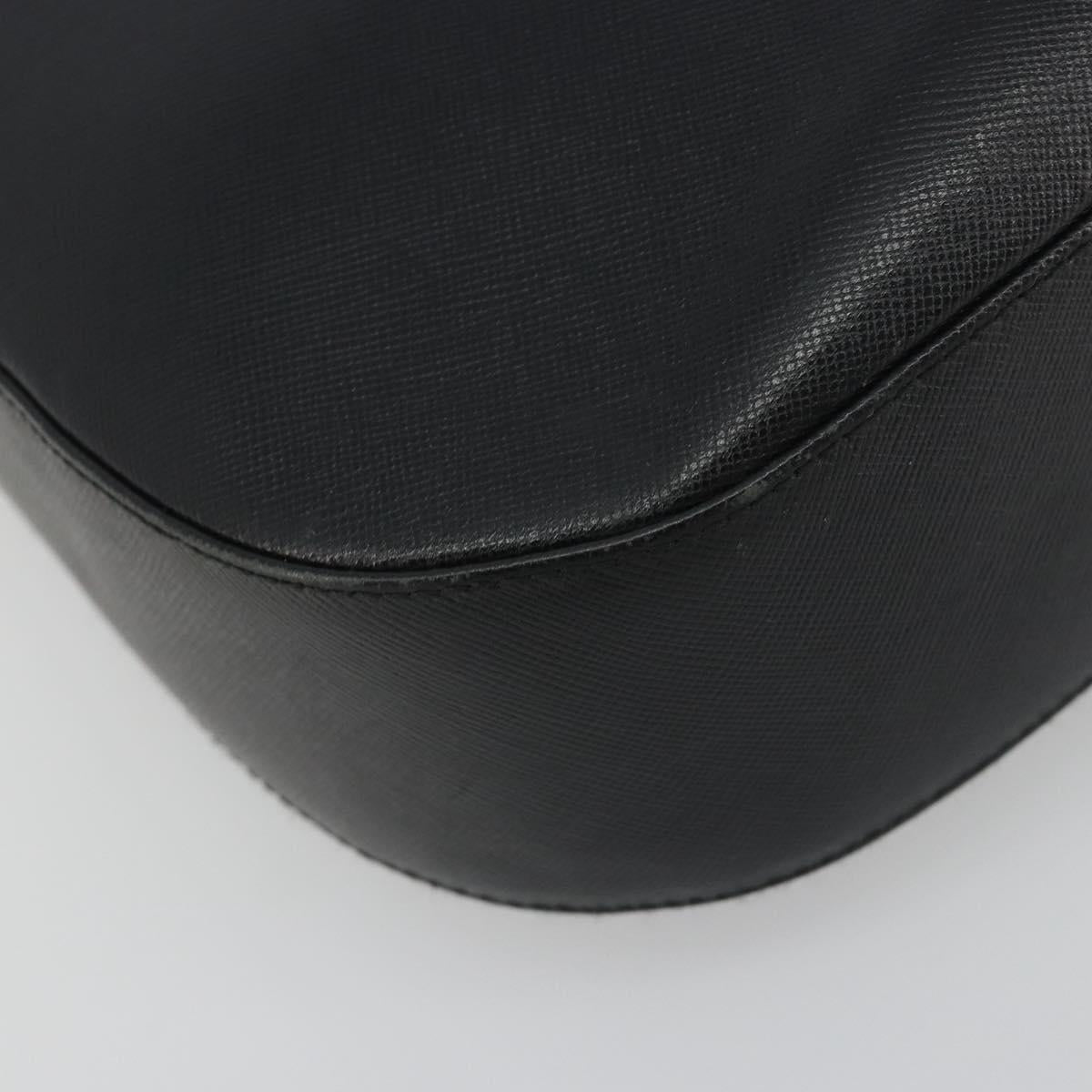 Salvatore Ferragamo Gancini Shoulder Bag Leather Black Silver Auth BA14216