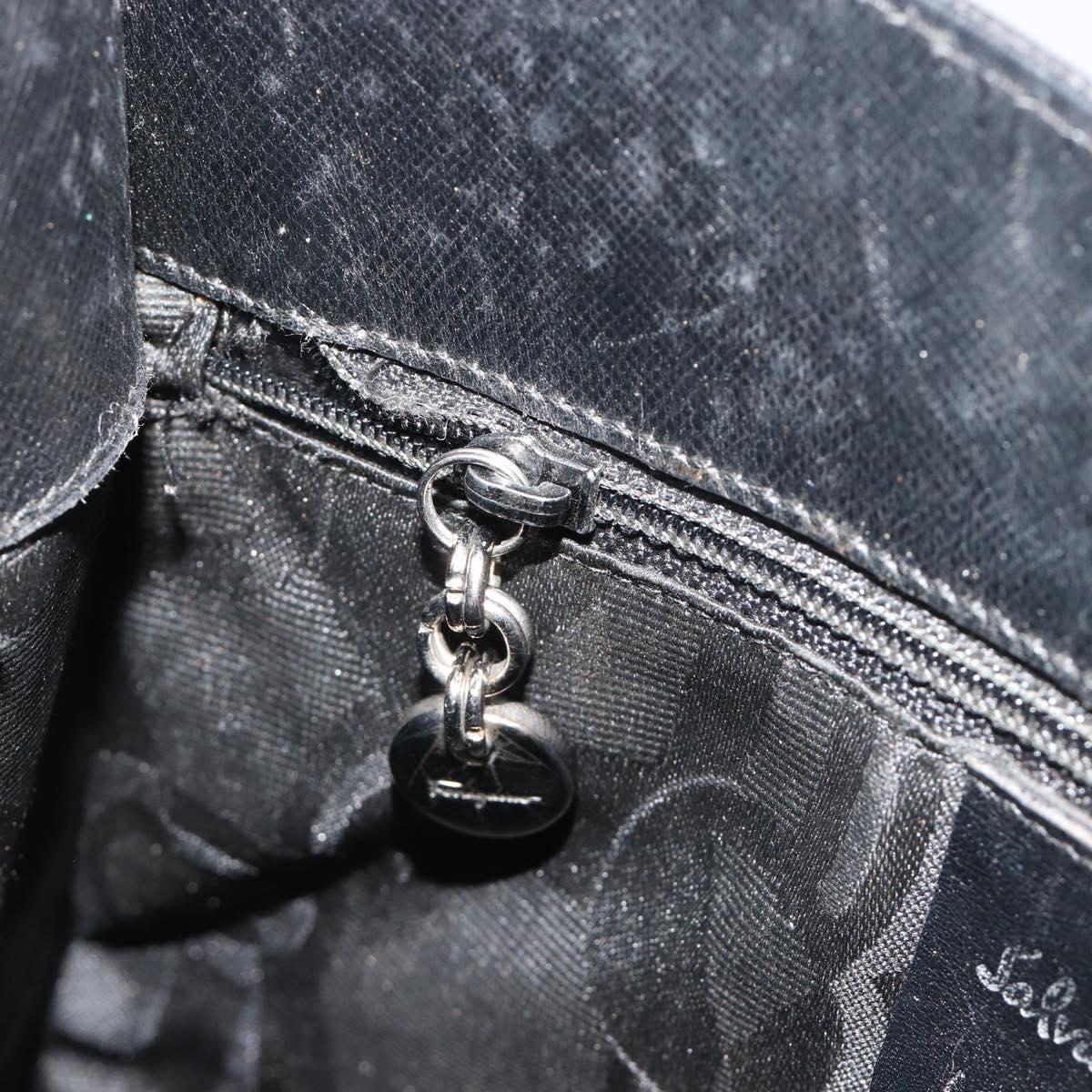 Salvatore Ferragamo Gancini Shoulder Bag Leather Black Silver Auth BA14216
