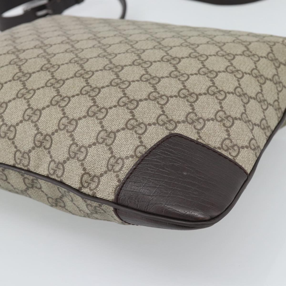 GUCCI GG Supreme Shoulder Bag PVC Beige Silver 148476 Auth BA14217