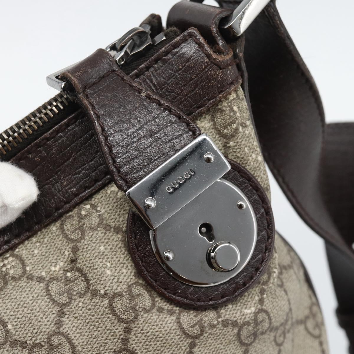 GUCCI GG Supreme Shoulder Bag PVC Beige Silver 148476 Auth BA14217