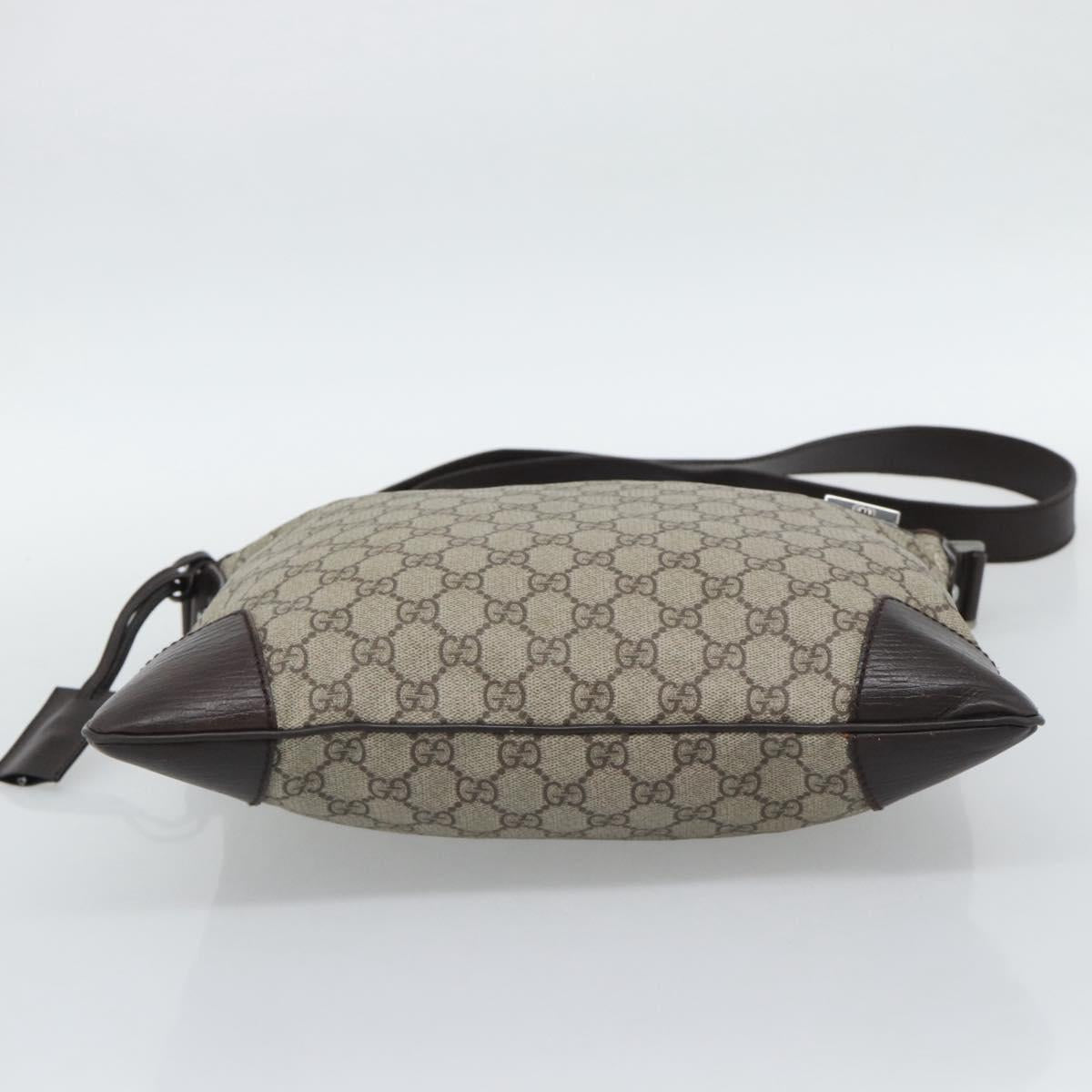 GUCCI GG Supreme Shoulder Bag PVC Beige Silver 148476 Auth BA14217