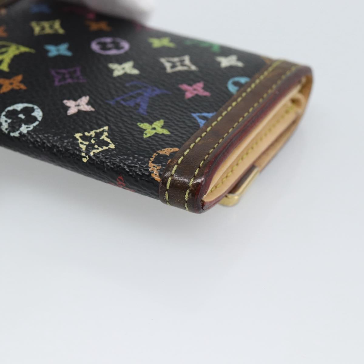 LOUIS VUITTON Monogram Multicolor Porte Monnaie Pla Black M92656 LV Auth BA14228