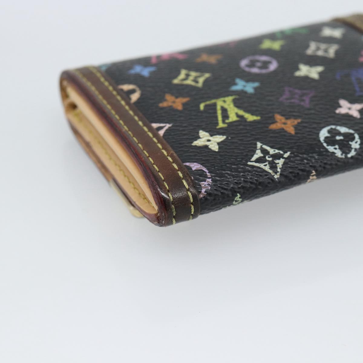 LOUIS VUITTON Monogram Multicolor Porte Monnaie Pla Black M92656 LV Auth BA14228