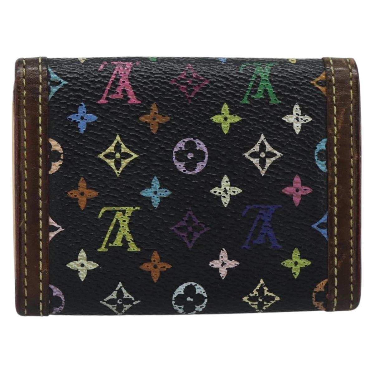 LOUIS VUITTON Monogram Multicolor Porte Monnaie Pla Black M92656 LV Auth BA14228