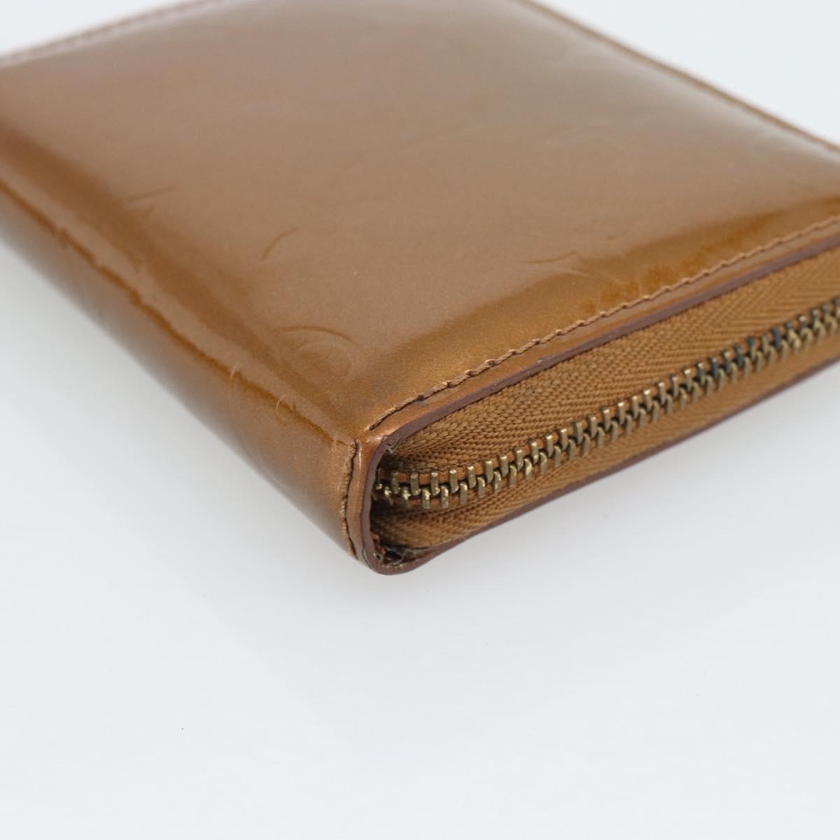 LOUIS VUITTON Monogram Vernis Bloom Wallet Bronze M91152 LV Auth BA14238