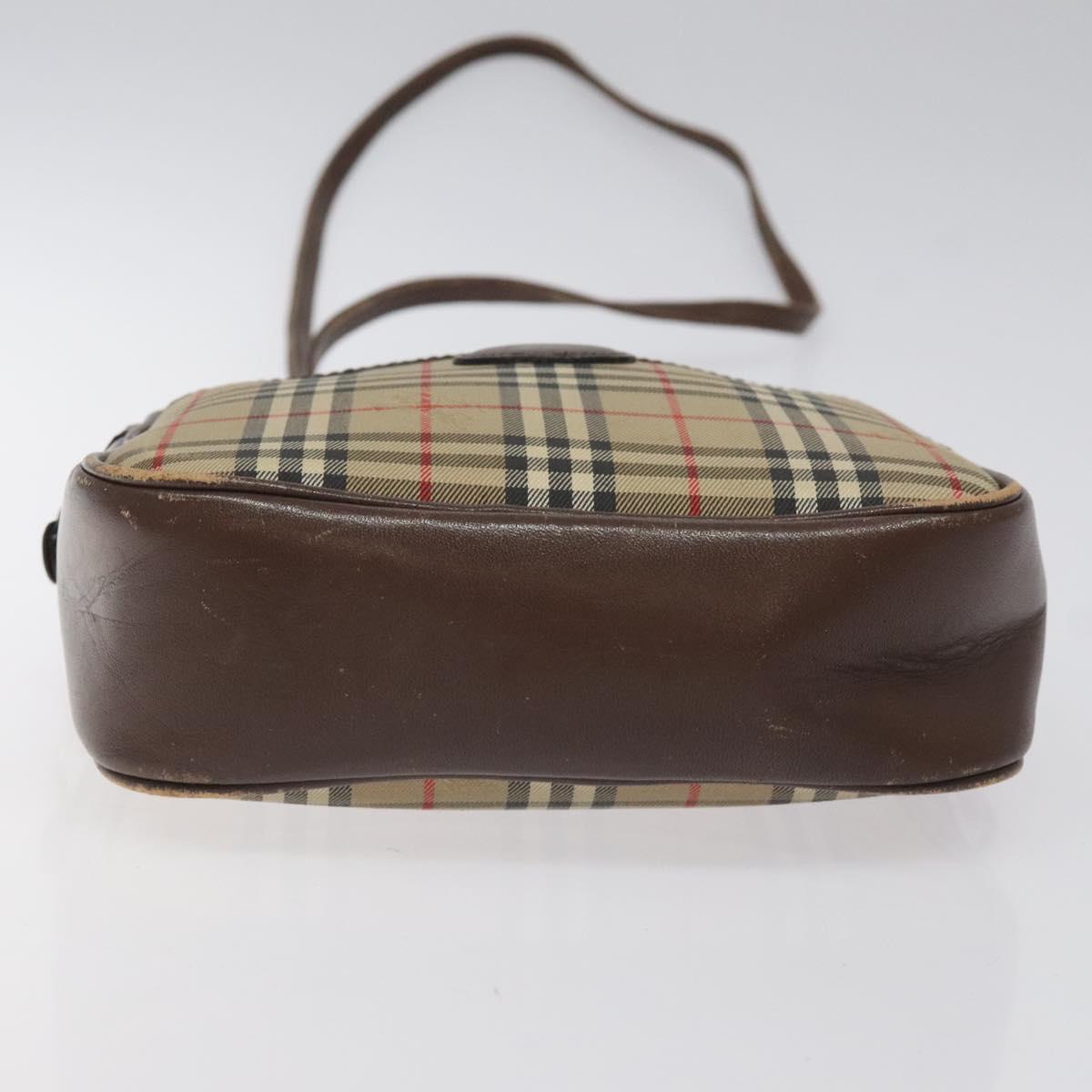Burberrys Nova Check Shoulder Bag Canvas Beige Gold Auth BA1424