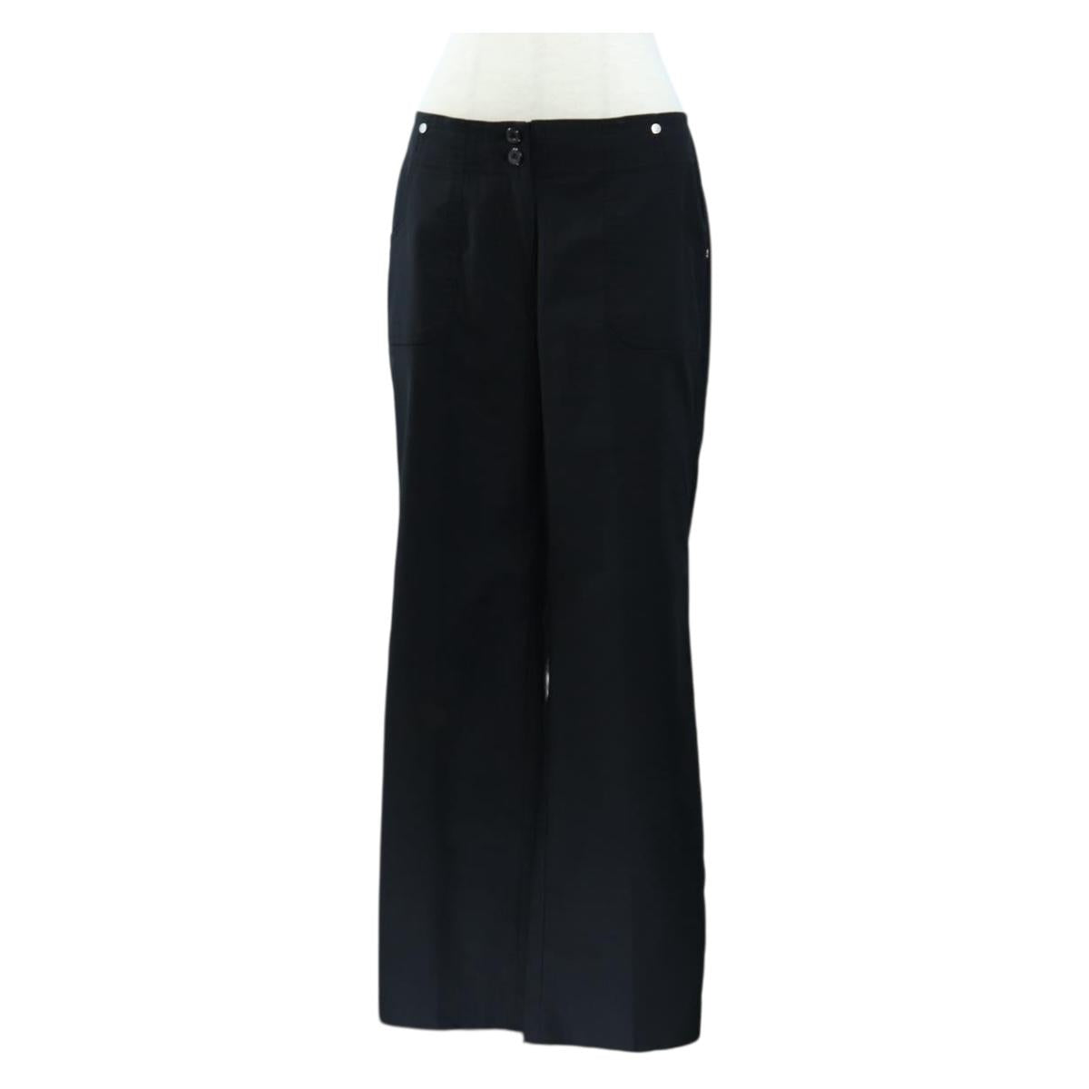 CHANEL Pants Rayon Black CC Auth BA14244V