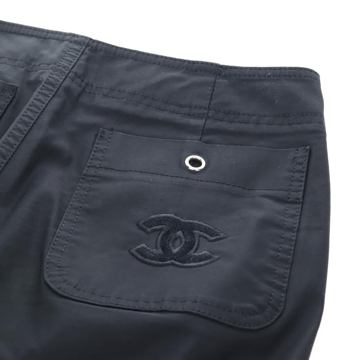 CHANEL Pants Rayon Black CC Auth BA14244V
