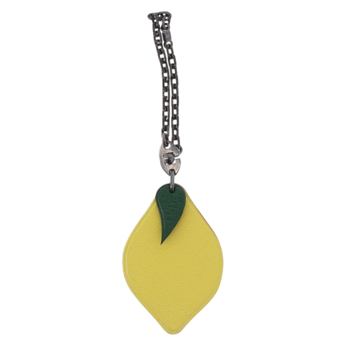 HERMES Lemon Charm Leather Yellow Auth BA14245M