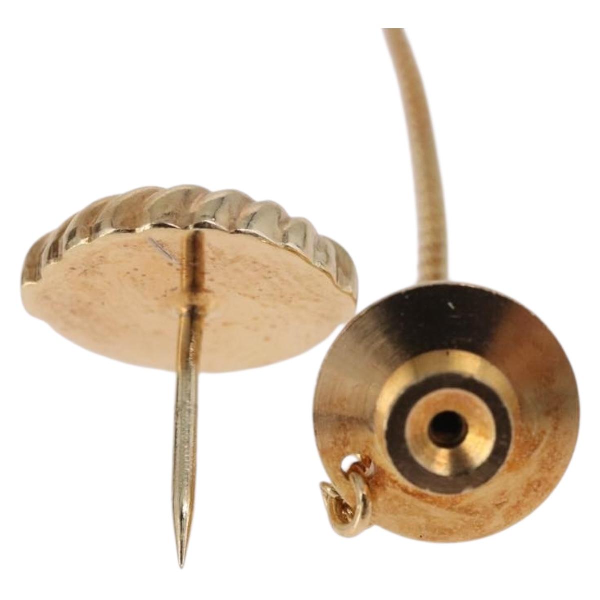 Christian Dior Cuffs & Lapel Pin Set Metal Gold Tone Auth BA14246