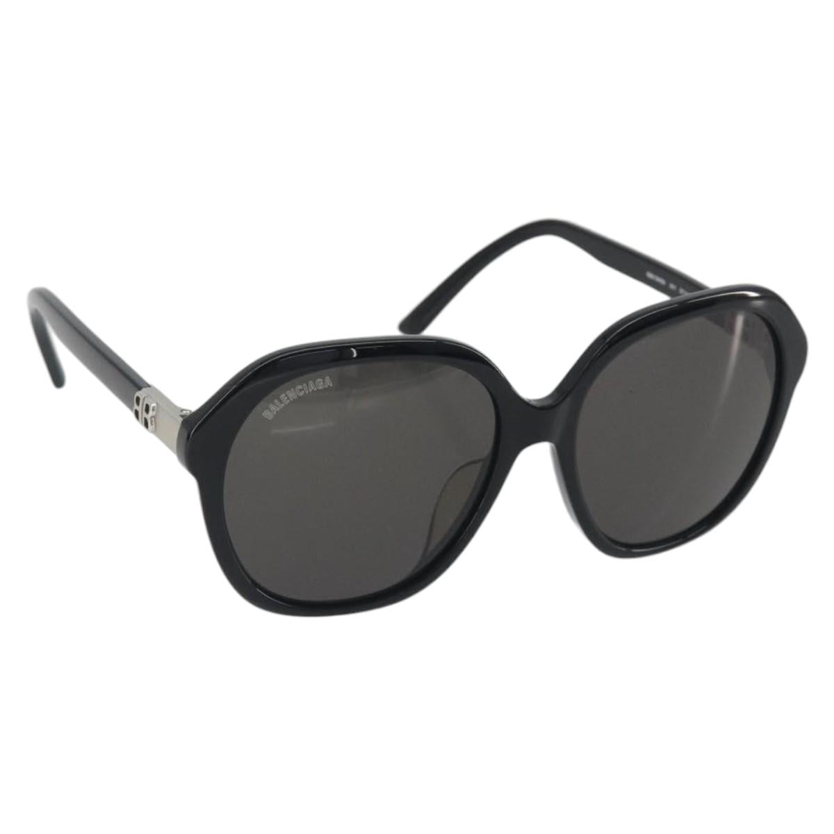 BALENCIAGA Sunglasses Plastic Black Silver Auth BA14252
