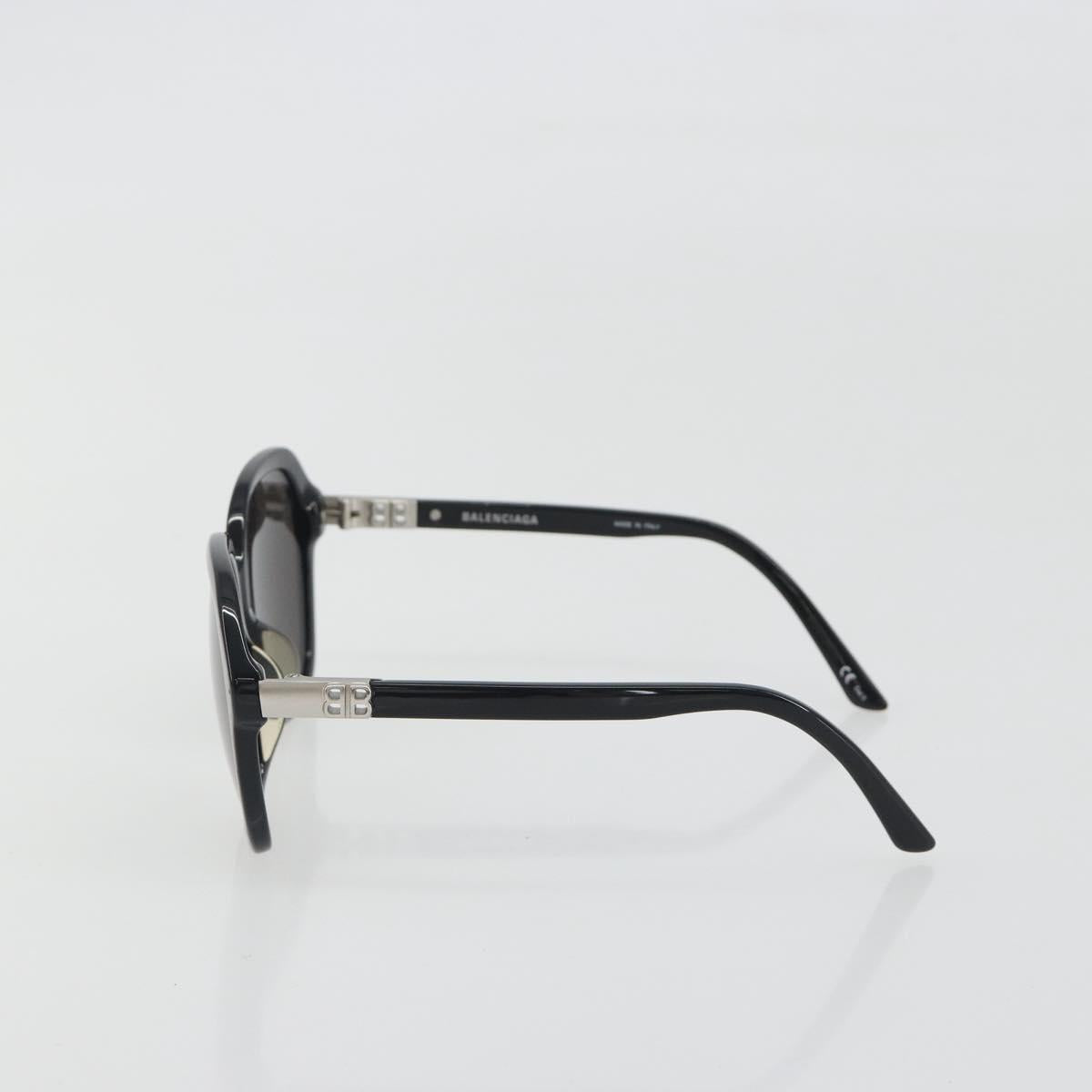 BALENCIAGA Sunglasses Plastic Black Silver Auth BA14252