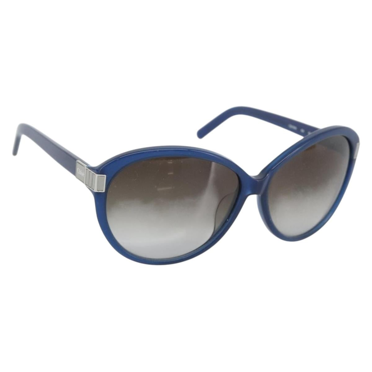 Chloe Sunglasses Plastic Blue Silver Auth BA14255