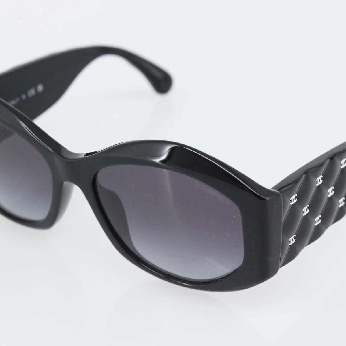 CHANEL Sunglasses Plastic Black CC Auth BA14257M