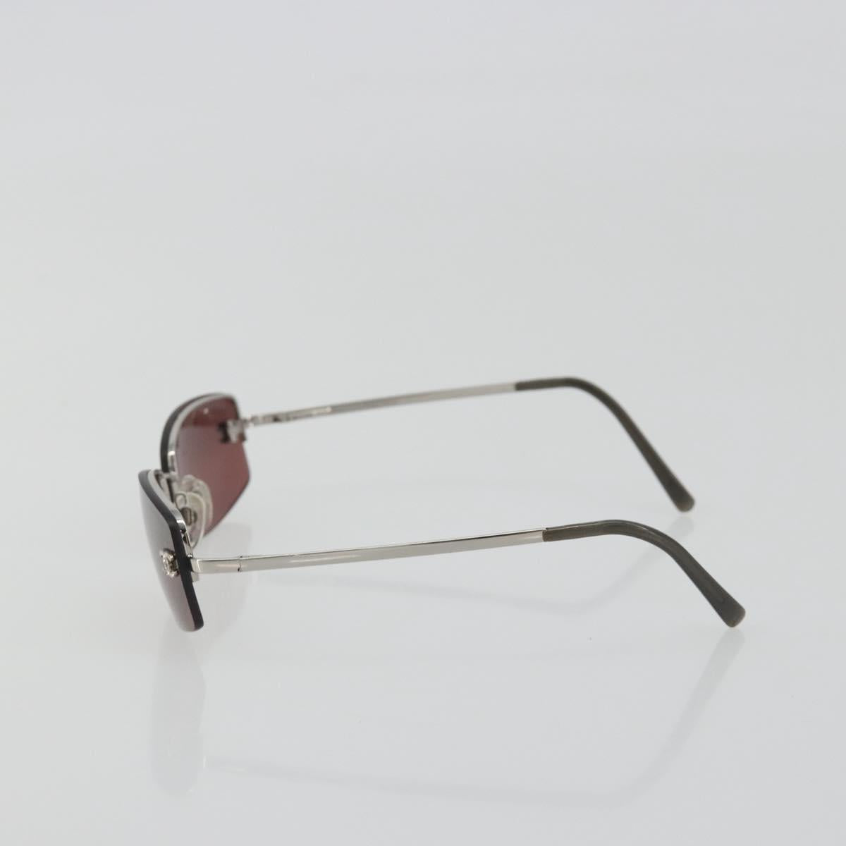 CHANEL Rimless Sunglasses Metal Red Silver CC Auth BA14258M