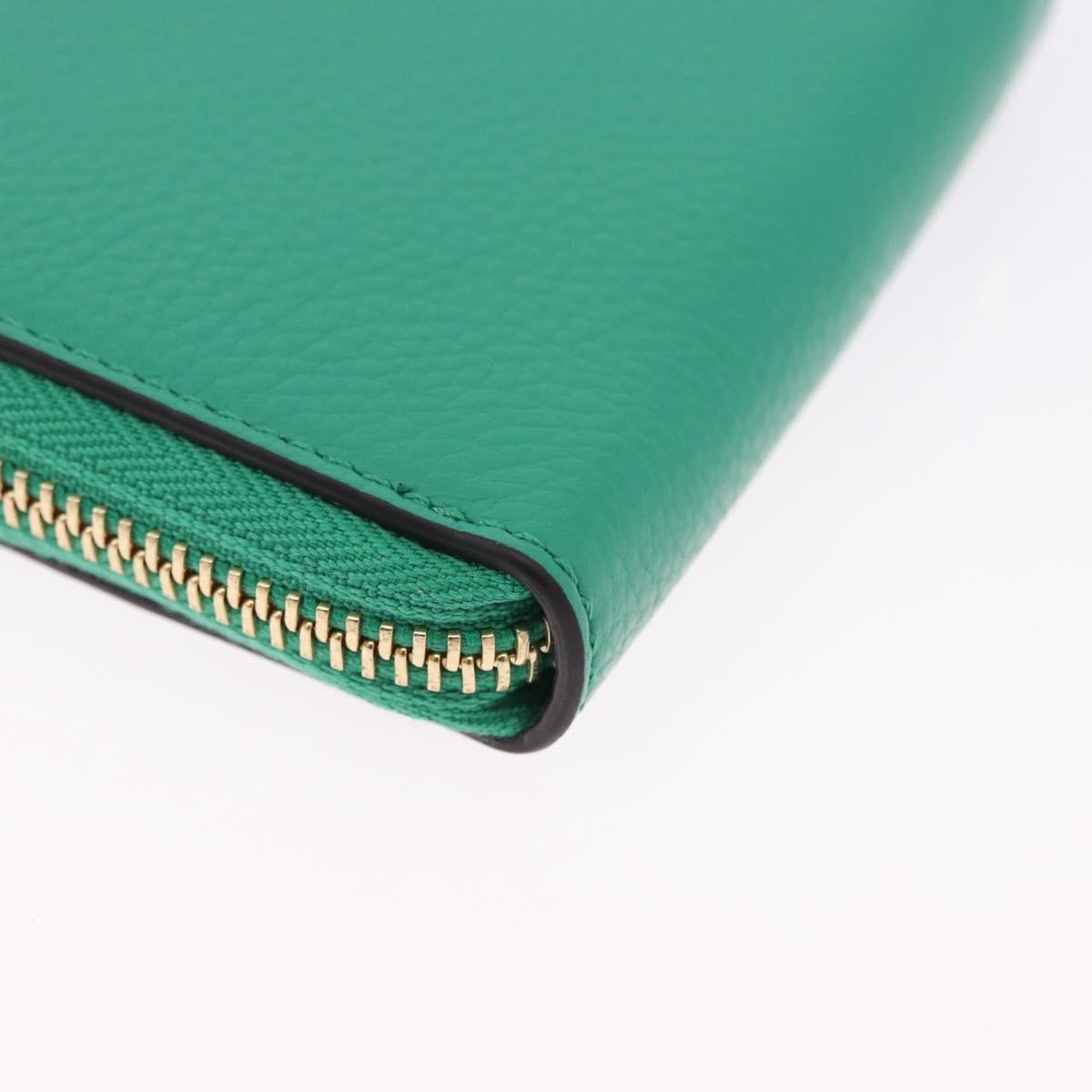 Salvatore Ferragamo Gancini Coin Purse Leather Green Gold Tone Auth BA14262M