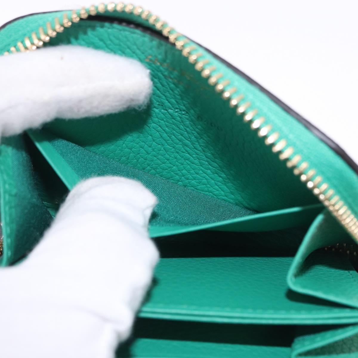 Salvatore Ferragamo Gancini Coin Purse Leather Green Gold Tone Auth BA14262M