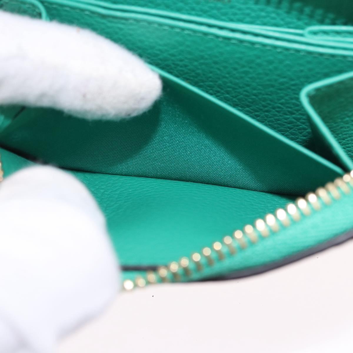 Salvatore Ferragamo Gancini Coin Purse Leather Green Gold Tone Auth BA14262M