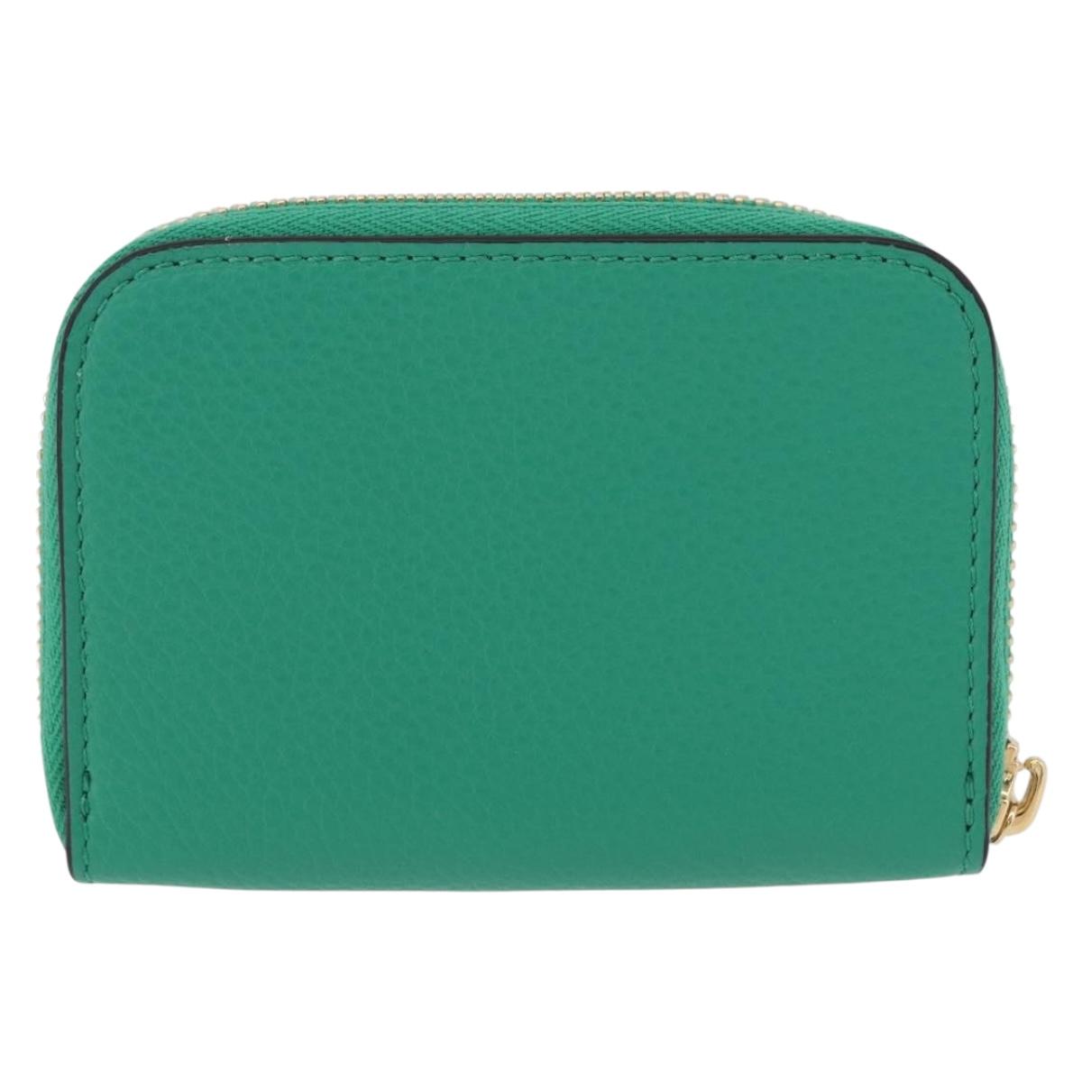 Salvatore Ferragamo Gancini Coin Purse Leather Green Gold Tone Auth BA14262M