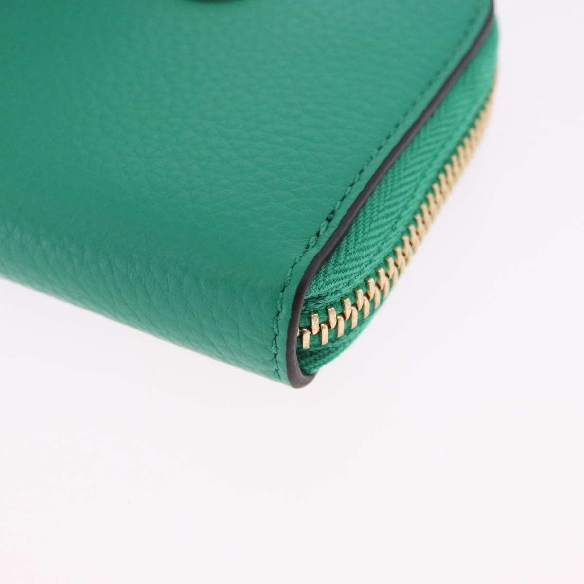 Salvatore Ferragamo Gancini Coin Purse Leather Green Gold Tone Auth BA14262M