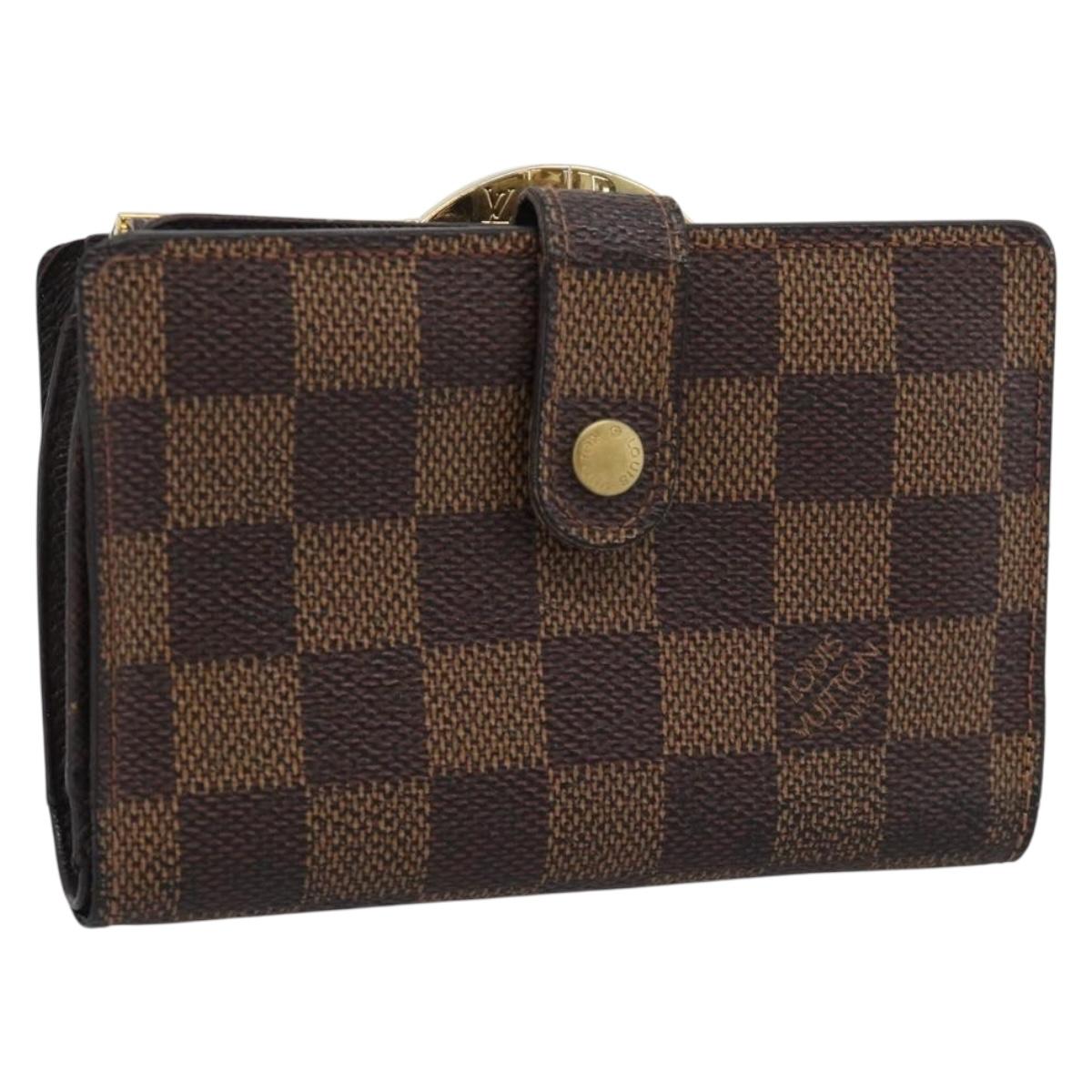 LOUIS VUITTON Damier Ebene Porte Monnaie Billets Viennois N61664 LV Auth BA14268