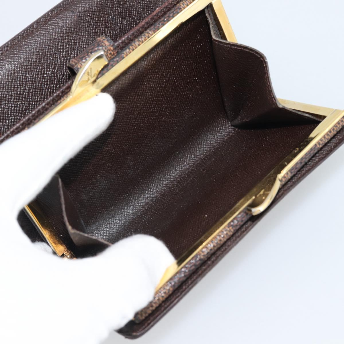 LOUIS VUITTON Damier Ebene Porte Monnaie Billets Viennois N61664 LV Auth BA14268