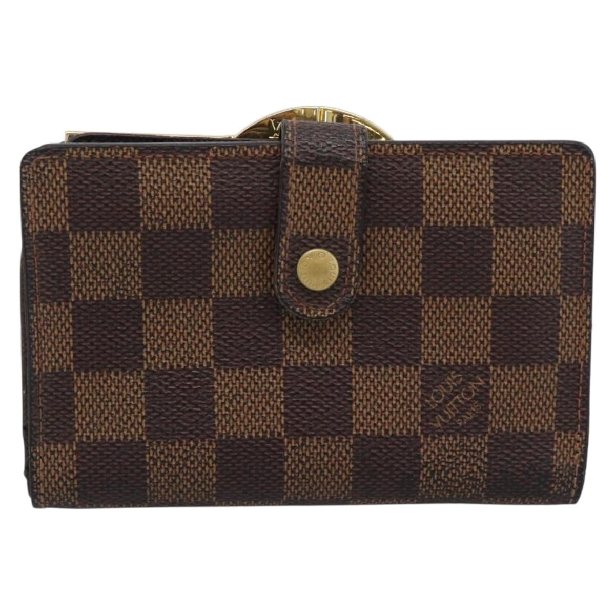 LOUIS VUITTON Damier Ebene Porte Monnaie Billets Viennois N61664 LV Auth BA14268