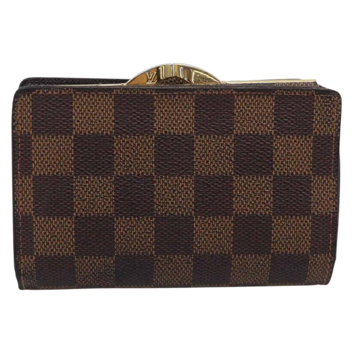 LOUIS VUITTON Damier Ebene Porte Monnaie Billets Viennois N61664 LV Auth BA14268