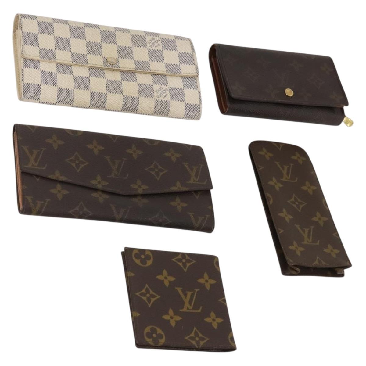 LOUIS VUITTON Monogram Damier Azur Wallet 5 Set LV Auth BA14277