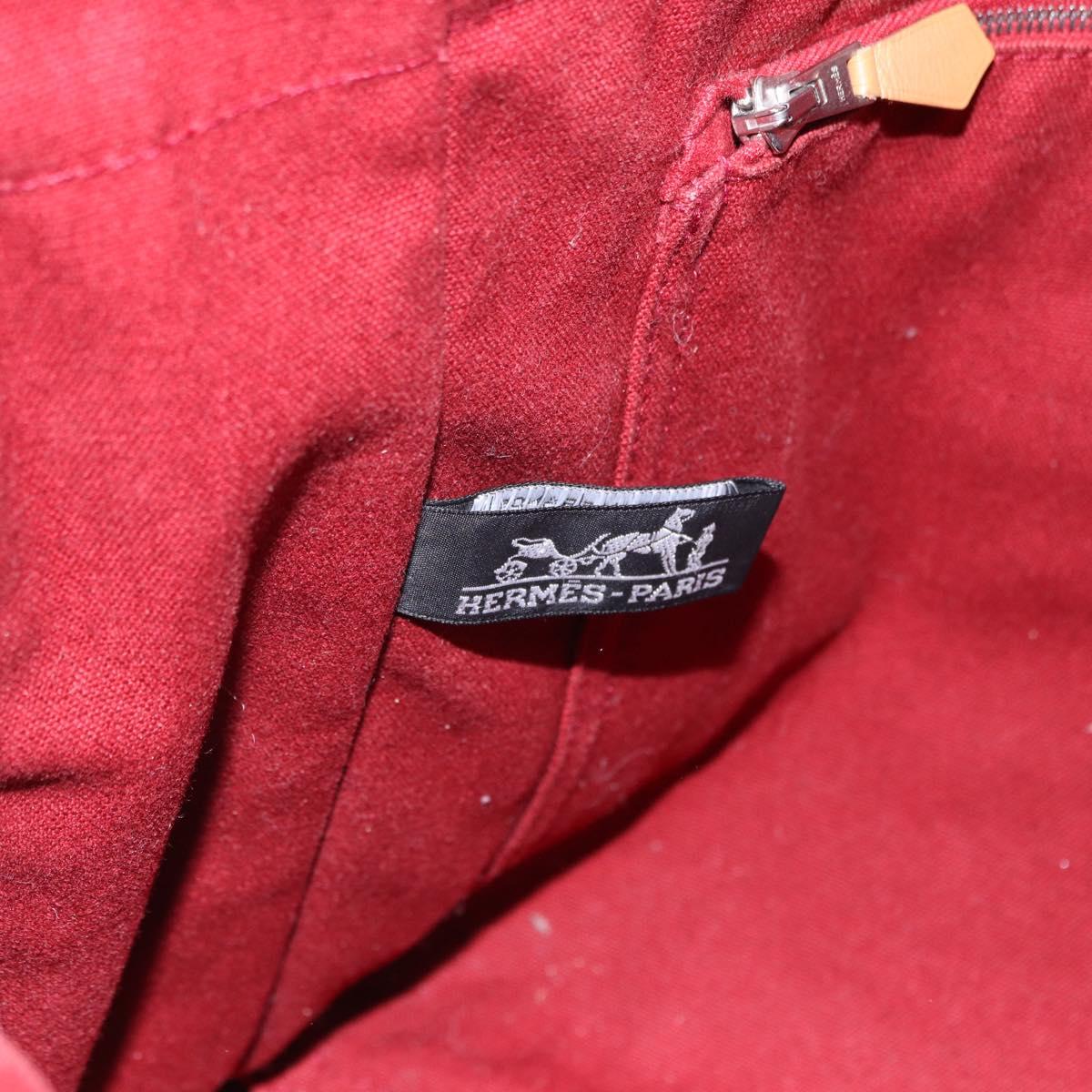 HERMES Fourre Tout MM Hand Bag Canvas Red Silver Auth BA14300