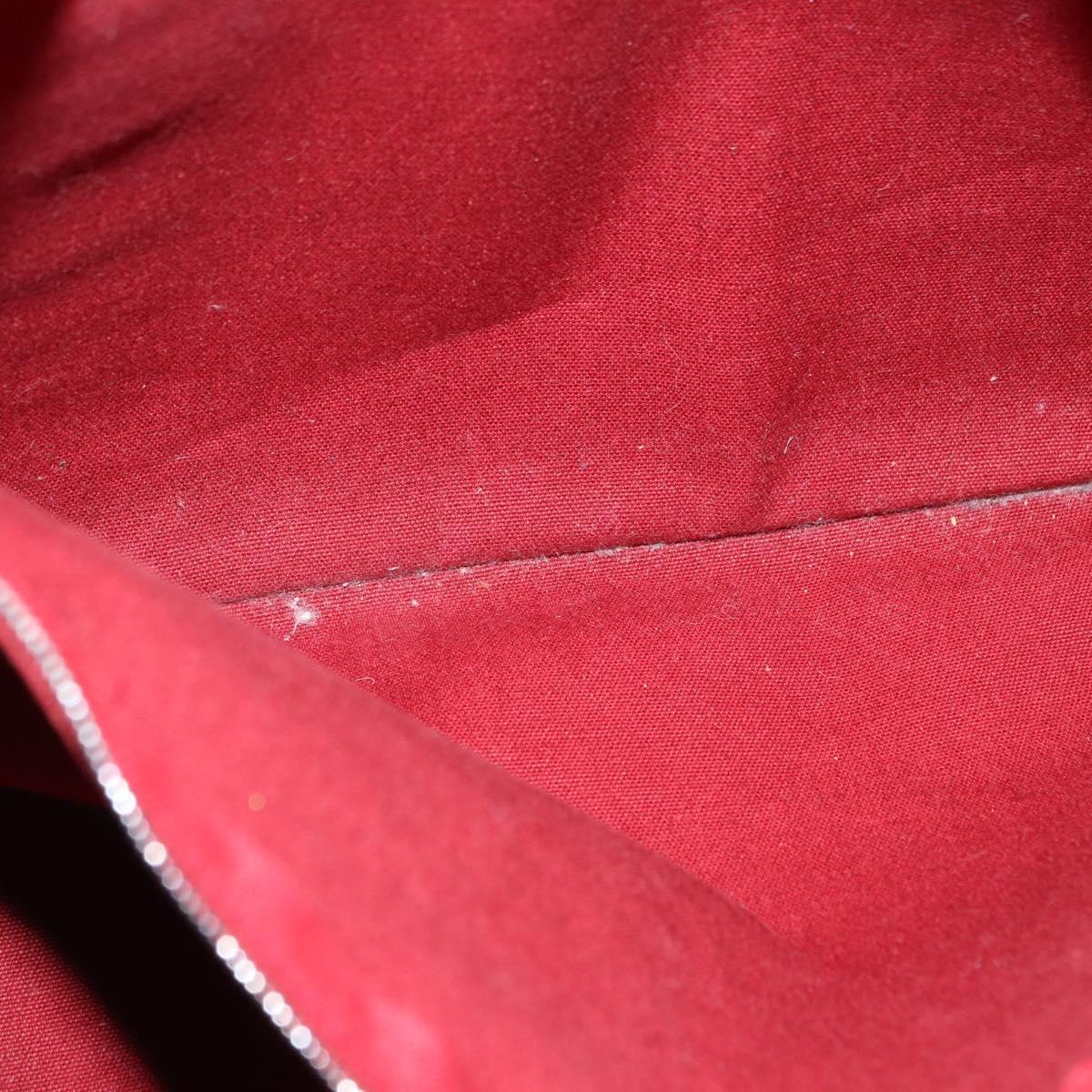 HERMES Fourre Tout MM Hand Bag Canvas Red Silver Auth BA14300