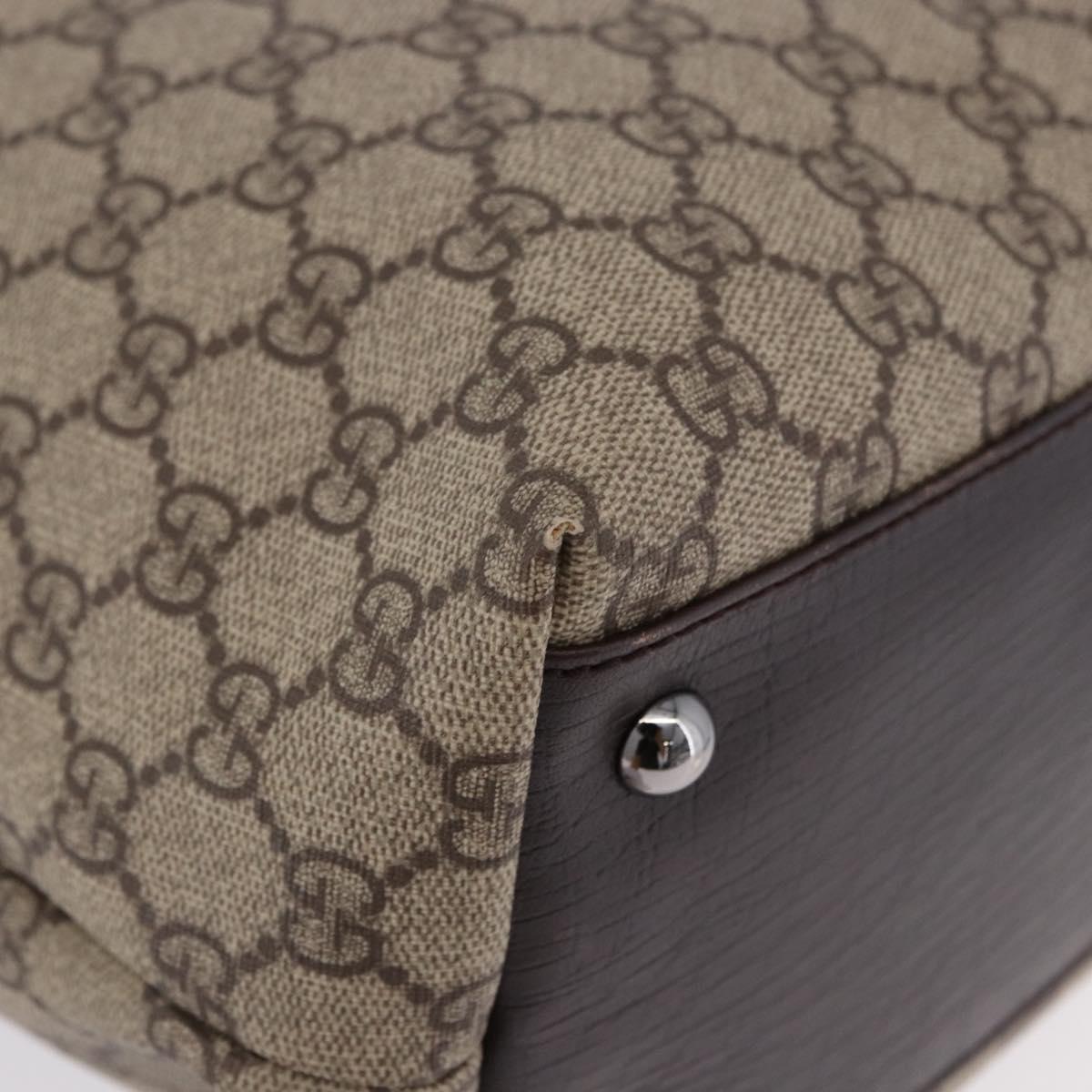 GUCCI GG Supreme Hand Bag PVC Beige Silver 131220 Auth BA14302
