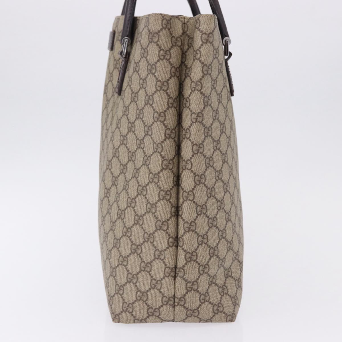 GUCCI GG Supreme Hand Bag PVC Beige Silver 131220 Auth BA14302