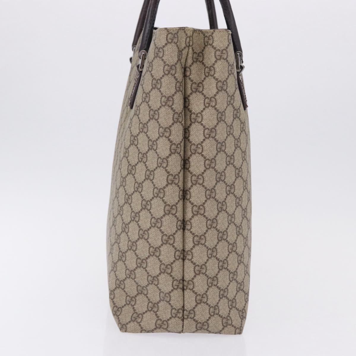 GUCCI GG Supreme Hand Bag PVC Beige Silver 131220 Auth BA14302