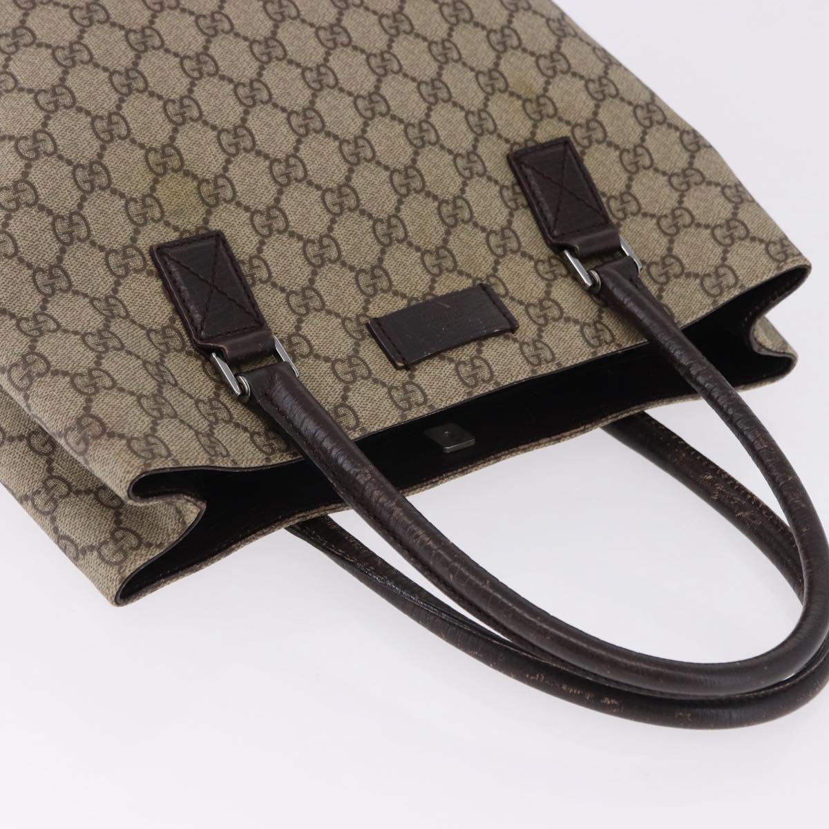 GUCCI GG Supreme Hand Bag PVC Beige Silver 131220 Auth BA14302