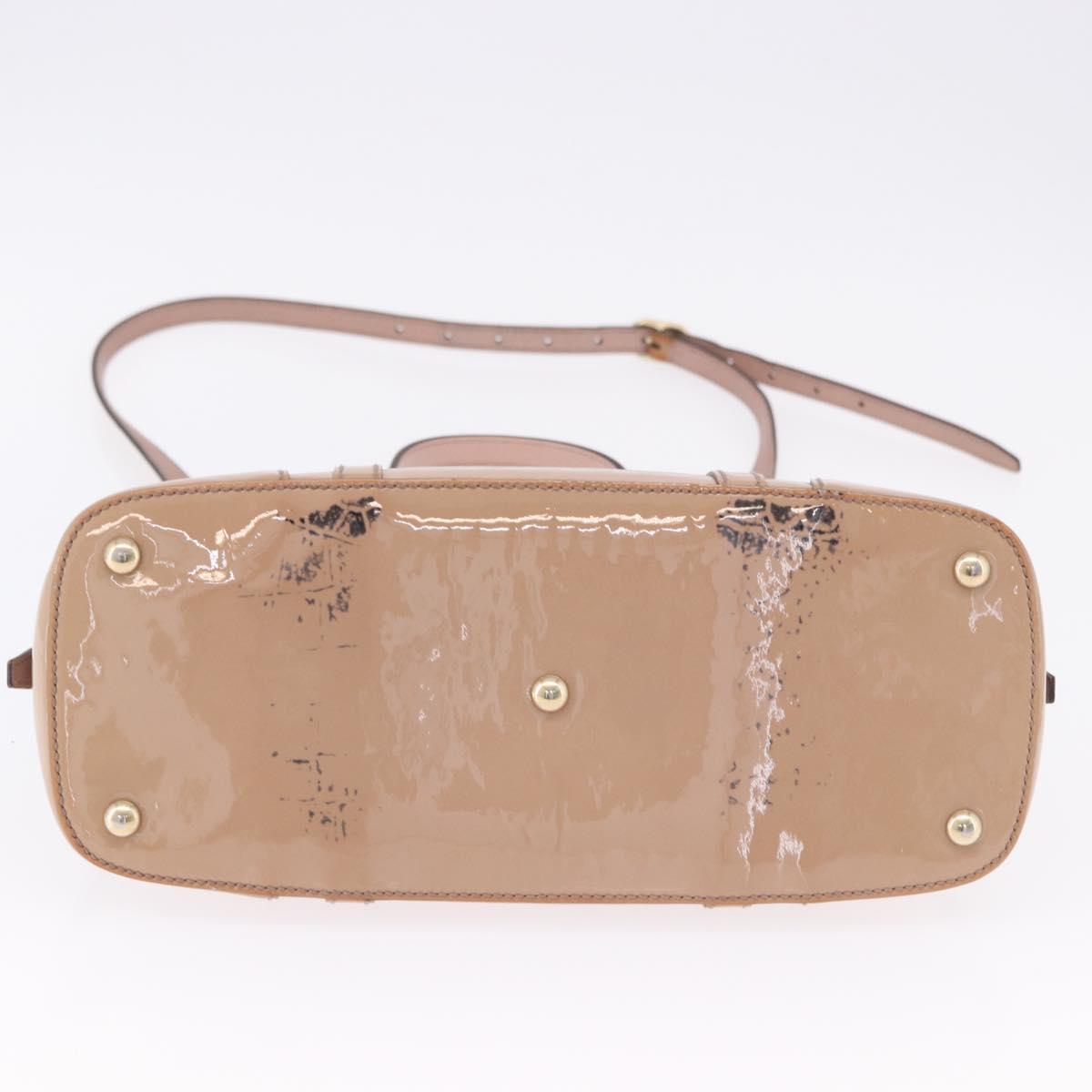 GUCCI Micro GG Canvas Hand Bag Patent leather 2way Pink Gold 309617 Auth BA14304