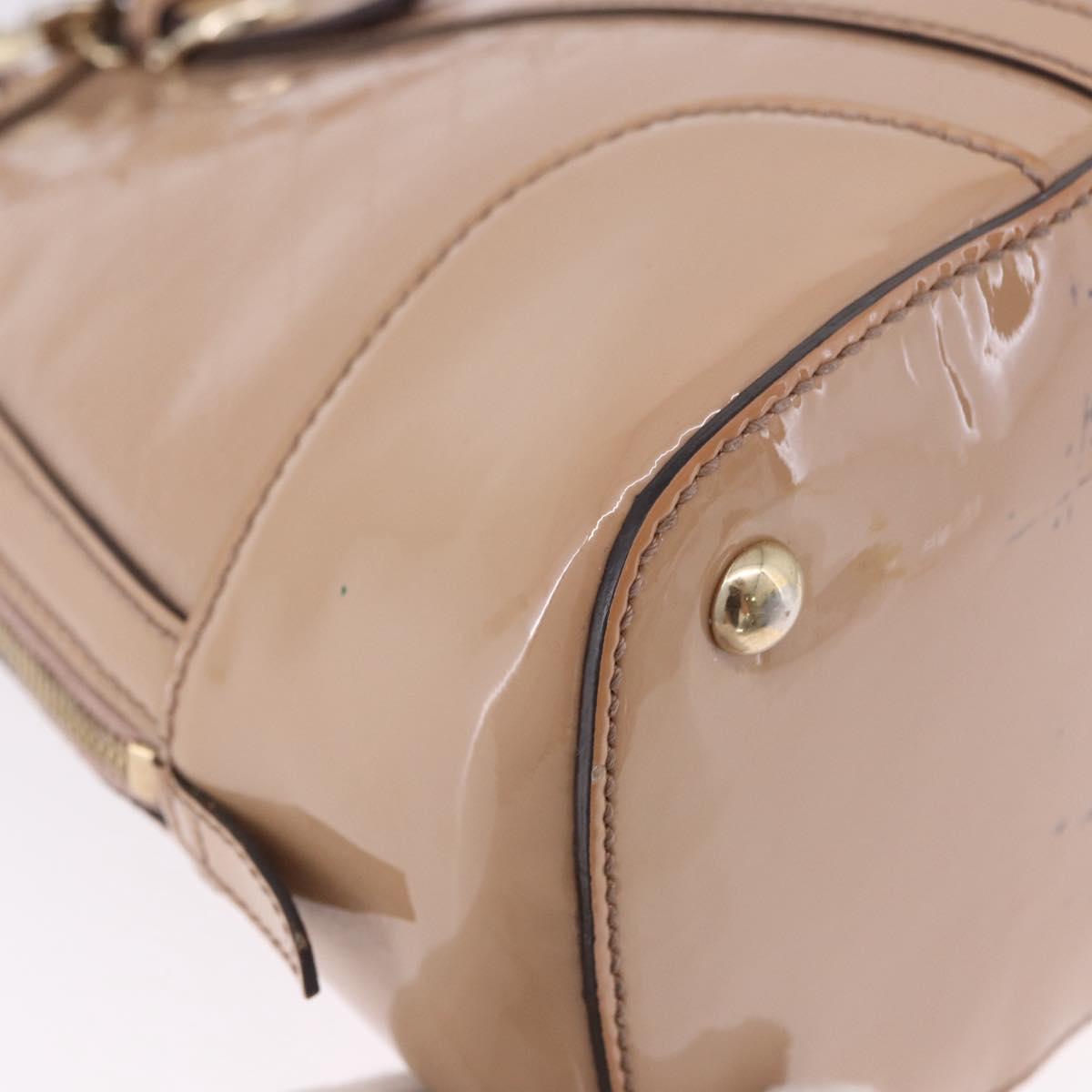 GUCCI Micro GG Canvas Hand Bag Patent leather 2way Pink Gold 309617 Auth BA14304