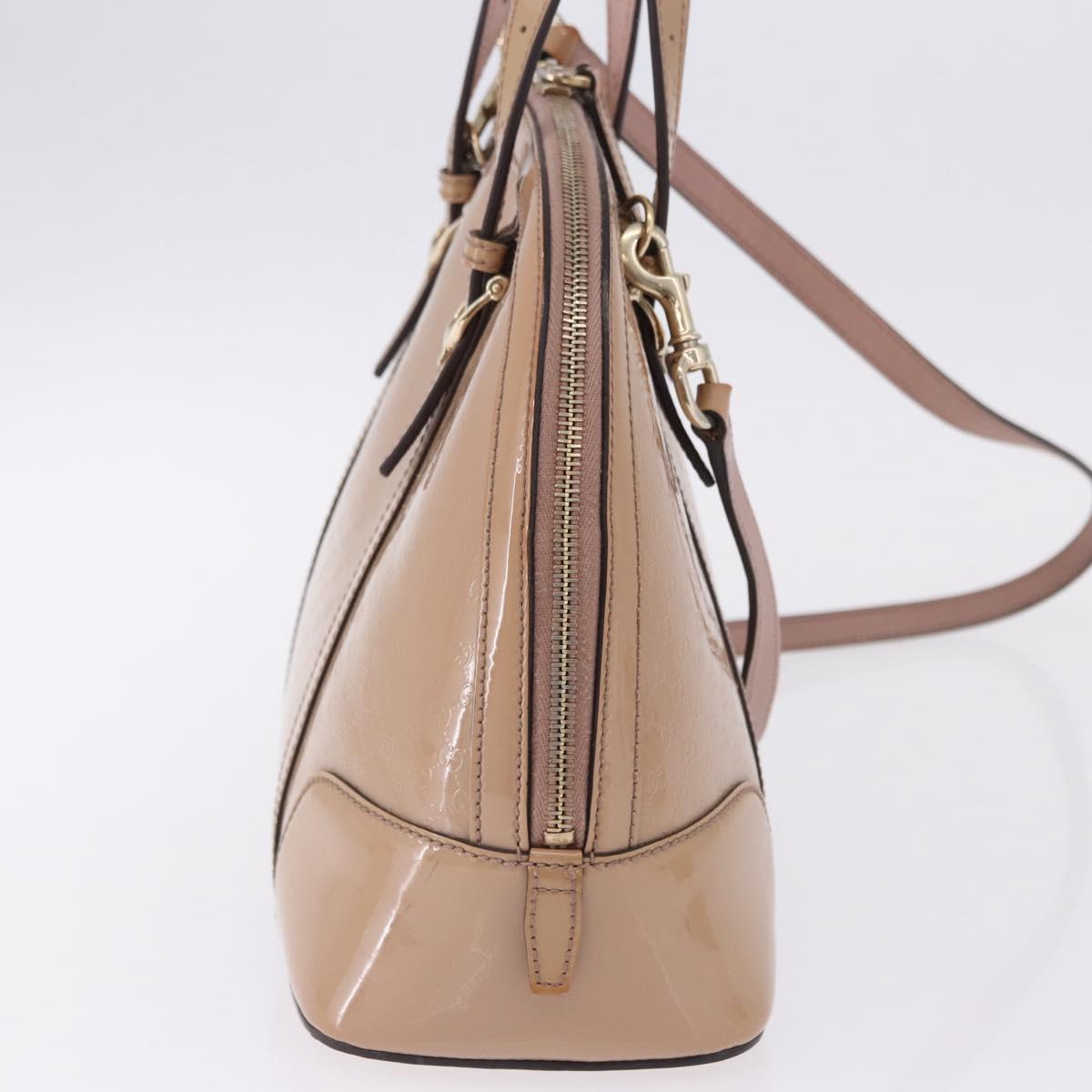 GUCCI Micro GG Canvas Hand Bag Patent leather 2way Pink Gold 309617 Auth BA14304