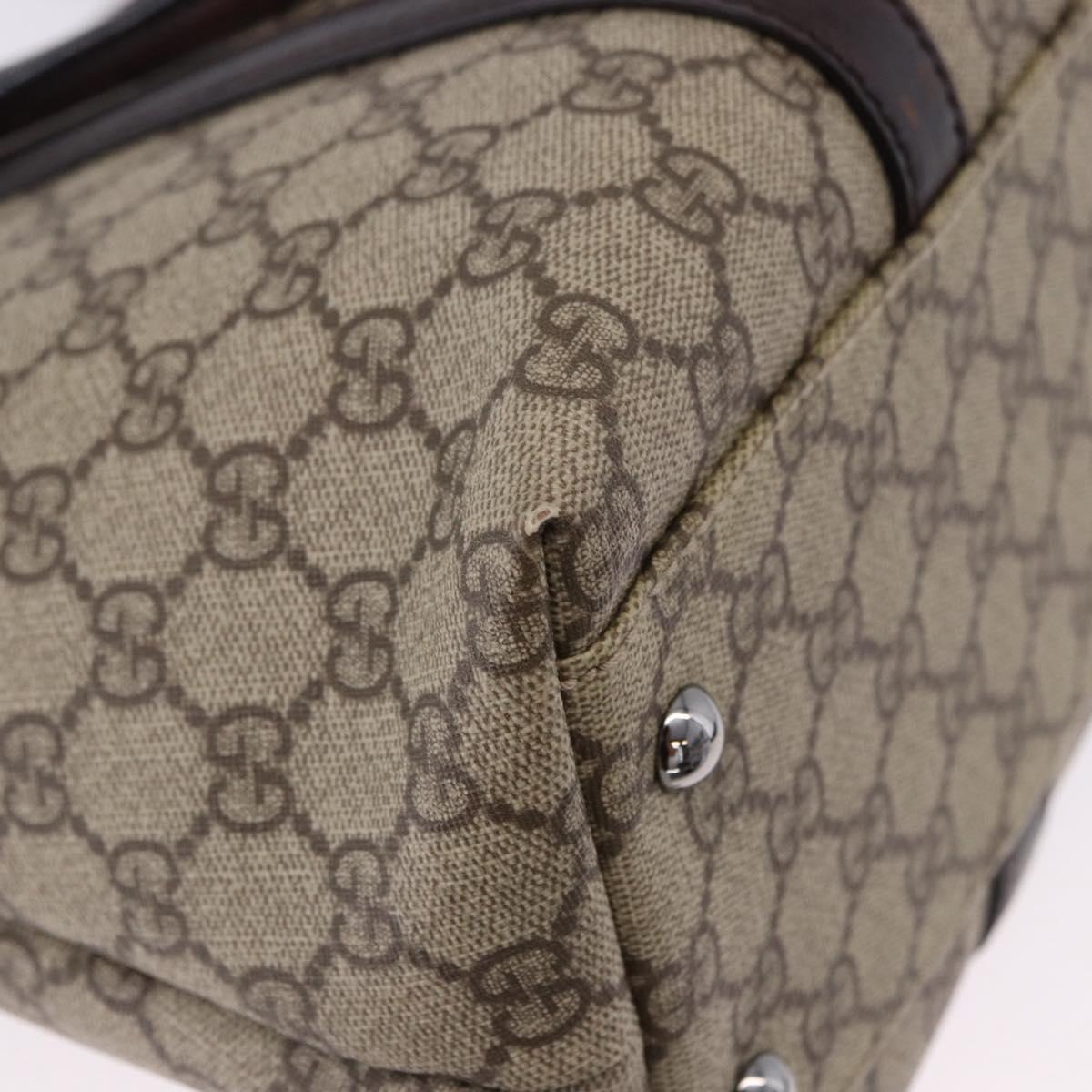 GUCCI GG Supreme Tote Bag PVC Beige Silver 114595 Auth BA14305