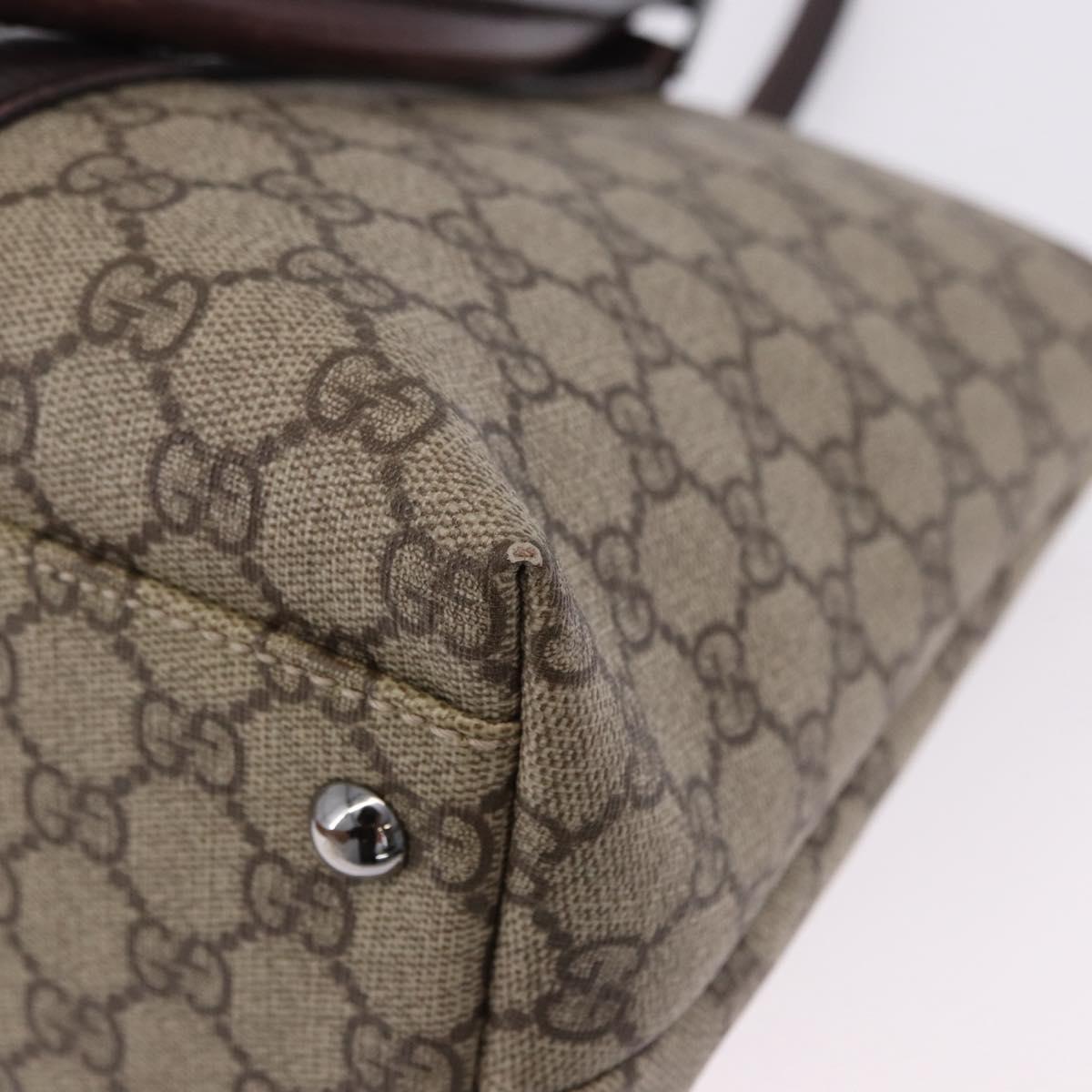 GUCCI GG Supreme Tote Bag PVC Beige Silver 114595 Auth BA14305