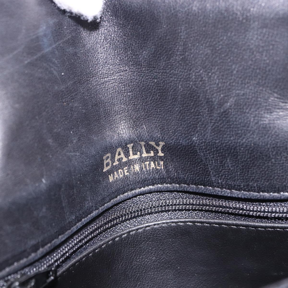 BALLY Quilted Chain Shoulder Bag Leather Black Gold Auth BA14306A