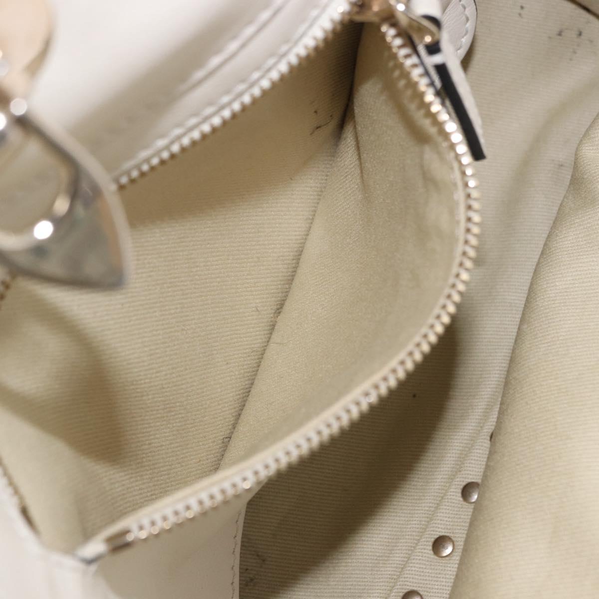 VALENTINO Hand Bag Leather 2way White Gold Auth BA14307