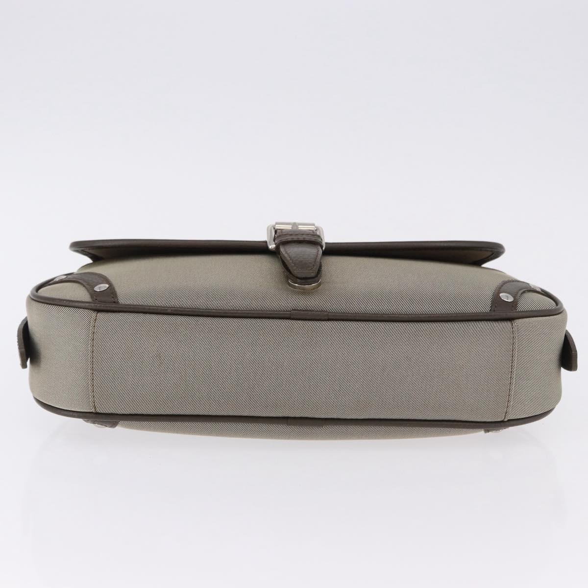 BURBERRY Nova Check Hand Bag Nylon Beige Silver Auth BA14309A