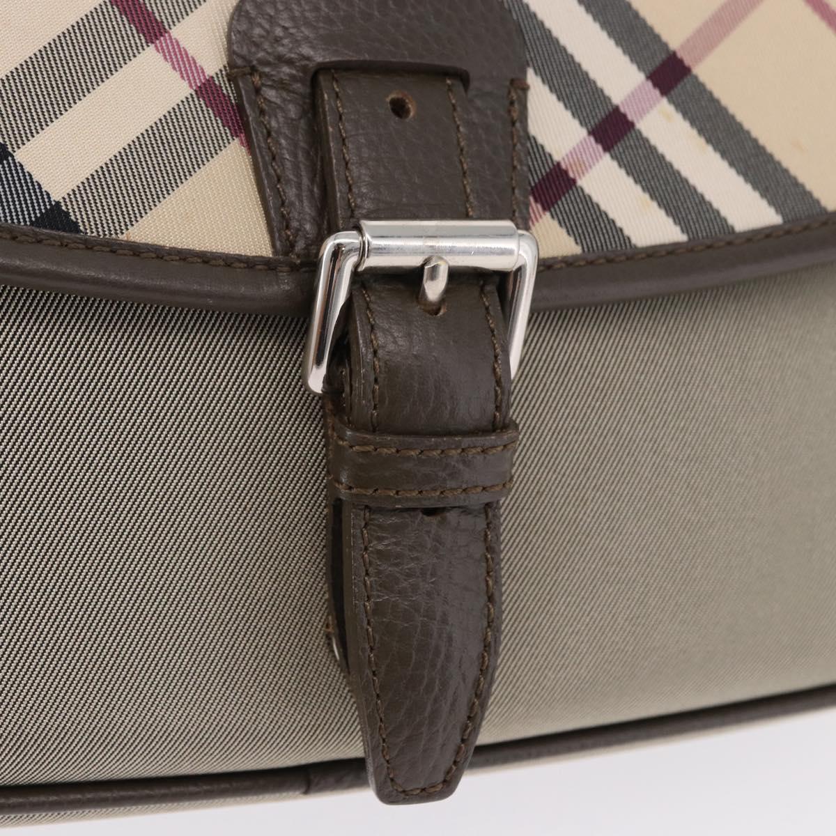 BURBERRY Nova Check Hand Bag Nylon Beige Silver Auth BA14309A