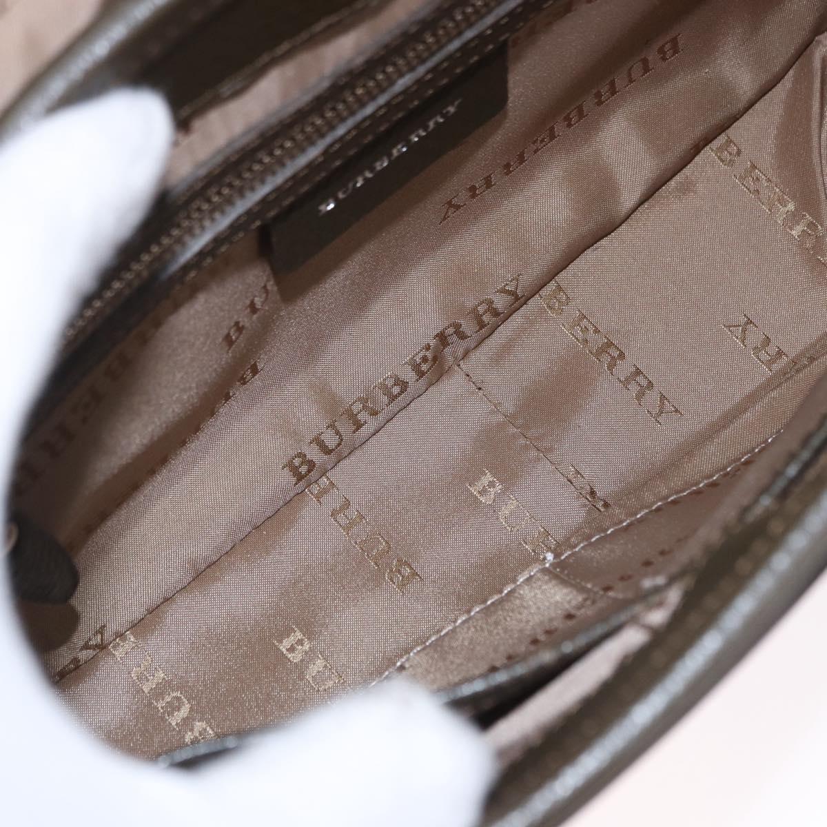 BURBERRY Nova Check Hand Bag Nylon Beige Silver Auth BA14309A