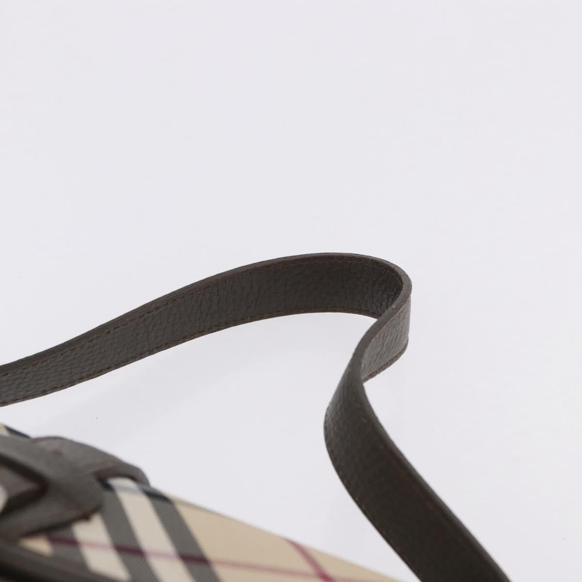BURBERRY Nova Check Hand Bag Nylon Beige Silver Auth BA14309A