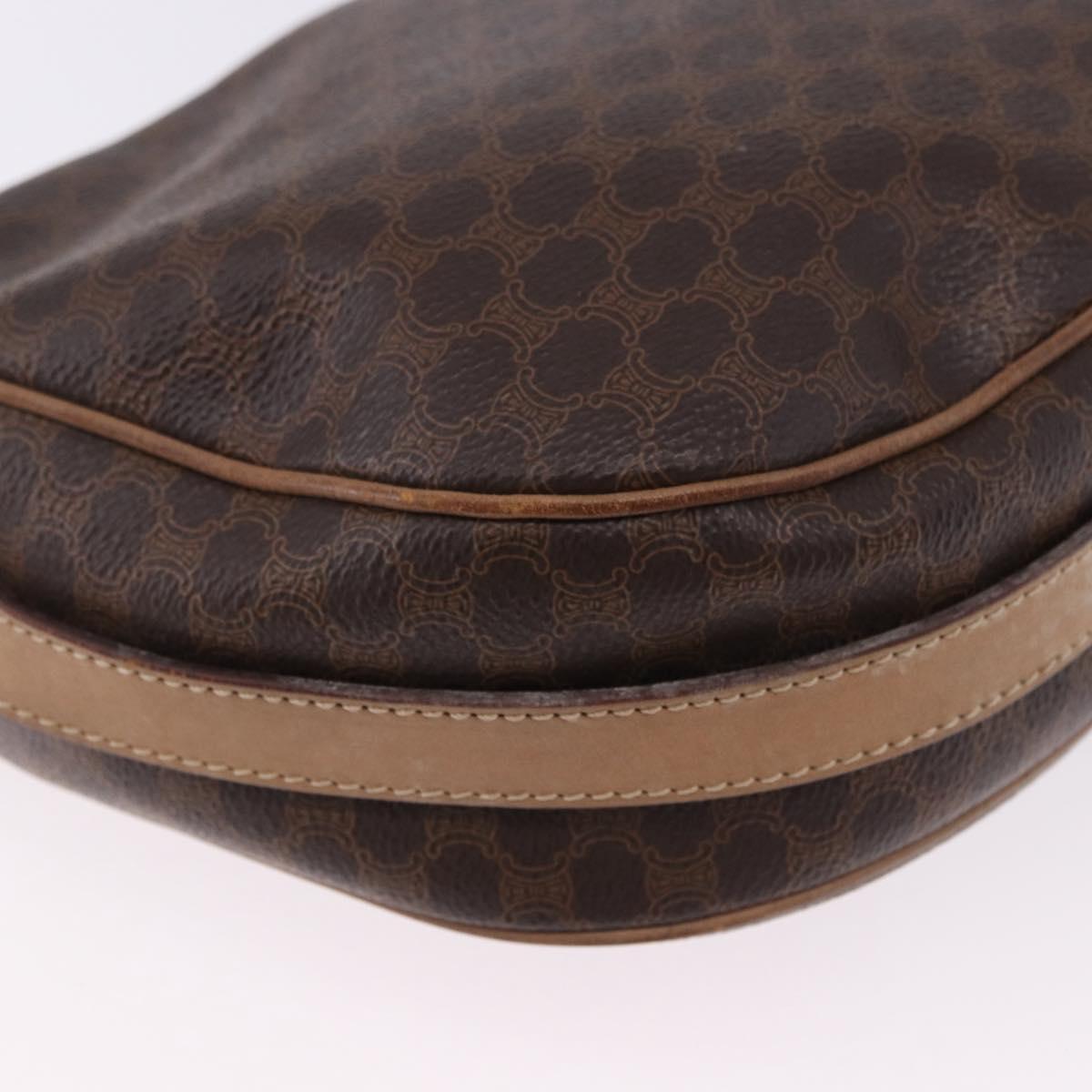 CELINE Macadam Canvas Shoulder Bag PVC Leather Brown Gold Auth BA14313