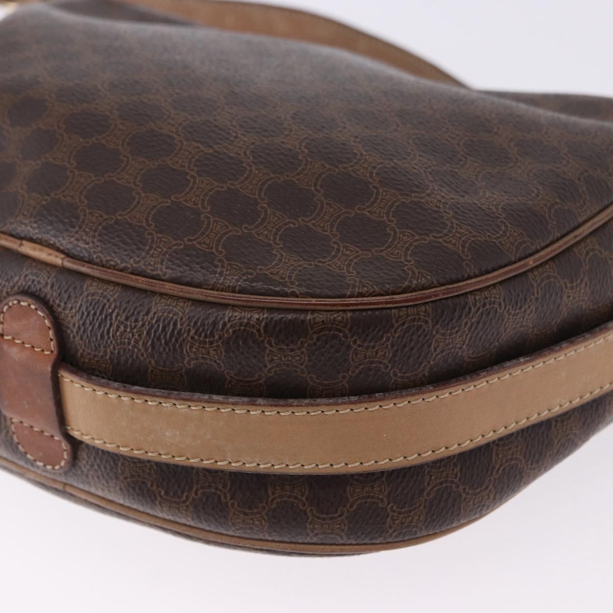 CELINE Macadam Canvas Shoulder Bag PVC Leather Brown Gold Auth BA14313