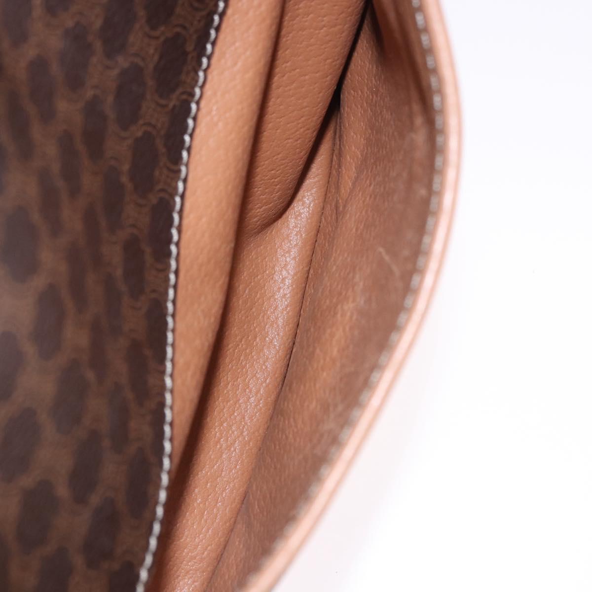 CELINE Macadam Canvas Shoulder Bag PVC Leather Brown Gold Auth BA14313